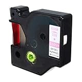 Etikettenband aus Kunststoff, kompatibel mit Dymo D1 LetraTag 45015, Rot auf Weiß, 12 mm x 7 m