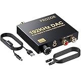 PROZOR Optisch auf Cinch 5,1CH Da Wandler VOL+- Digital Analog Wandler Audio Adapter 3,5mm Optical auf Analog Optisches Audiokabel Adapter, mit magnetischem Ring Netzkabel Lautstärkeregler