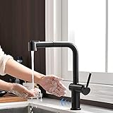 TIMACO Infrarot Sensor Schwarz Wasserhahn Küche Mit Ausziehbare Brause Küchenarmatur 360° Schwenkbar Mischbatterien für Küche Armatur Einhandmischer für Küchen Spüle Spültischarmatur