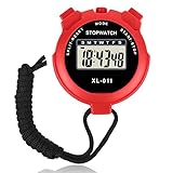 Vicloon Digital Sport Stoppuhr Timer, Digitale Stoppuhr mit Großem Display, Sport Stoppuhren mit Wecker, Kalender, Woche, für Trainer, Schiedsrichter, Basketball, Laufen, Schwimmen(Rot)