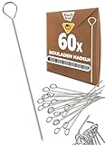 Menz Rouladennadeln - Rouladennadeln Edelstahl rostfrei 60 Stück im SET, 10 cm lange Rouladenspieße mit Grifföse und scharfer Spitze als Alternative zu Rouladenklammern