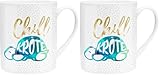 GRUSS & CO XL-Tasse Motiv Chillkröte | Große Kaffeetasse aus Porzellan, Jumbobecher, 60 cl, Becher mit Spruch | Geschenk, Freund, Freundin | 45757 (Packung mit 2)