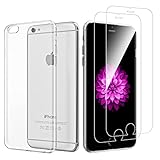 NEW'C Hülle für iPhone 6, iPhone 6s (4.7) Ultra Transparent Silikon Weiches TPU Gel und 2 × Panzer Schutz Glas für iPhone 6, iPhone 6s (4.7') - Anti Scratch