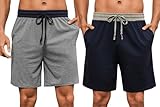 Nieery Schlafanzughose Herren kurz Pyjamhose Männer Schlafhose aus Baumwolle Nachtwäsche Pyjamshorts Pyjamaunterteil Freizeithose Loungehose Schlafshort Männer Elastischer Bund mit Kordelzug