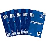 Oxford Ringbucheinlagen, 5er Pack, DIN A4, Lineatur 27, 50 Blatt, Weiß