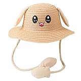Sonnenhut Baseballkappe für Kinder mit beweglichen Ohren - Strohhut Sommerhut für Kinder, C, 6.625