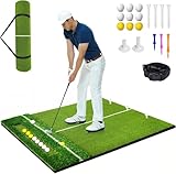 150 x 120cm Golf Abschlagmatte, Golf Übungsmatte inkl. 10 Golfbälle,3 Gummi-Tees, Golfmatte mit 6 Abschlagpositionen, für Indoor und Outdoor Golftraining