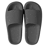 HSHAPAY Unisex Badeschuhe Damen Slides Sandalen Hausschuhe Herren Sommer Garten Badelatschen Rutschfest Plattform Badeschlappen Slippers Slide Indoor/Outdoor (38/39, Schwarz, numeric_38)