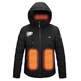 EMATOP Warme Jacke Herren Damen Elektrische Beheizte Winterjacke USB Heizjacke Winter Beheizbare Heizmantel Sport Langarm Steppjacke mit kapuze Mantel 3 Temperaturstufen Funktionsjacke