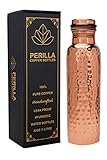 Perilla Home Kupfer-Wasserflasche, gehämmert, 100% reines ayurvedisches Kupfergefäß mit Deckel, trinken Sie mehr Wasser und genießen Sie sofort gesundheitliche Vorteile