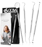 OCBA Zahnarzt Instrumente Zahnpflege Set 4Pcs Dental Kit Edelstahl Zähne Kit Professionelle Zahnsonde Zahnhygiene Tools Mundspiegel Zahnstein Schaber