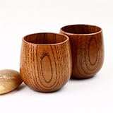 LATRAT 2 Stück Natürliche Holztasse, Deko Becher, Holz Kaffeebecher Holz Trinkbecher für Kaffee Bier Tee Saft Milch