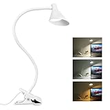 Semlos LED-Leselampe, Klemmleuchte Leselampe, einstellbare Klemmlampe, Clip-Licht für Schreibtisch, 3 Farbmodi und 5 Helligkeitsstufen, 5W 5V USB-betrieben, flexibler Arm, Weiß