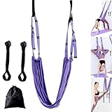 WAVATA Aerial Yoga Hängematte, Yoga Schaukel, Trapezschaukel Set Yoga Schaukel Nylon Anti-Schwerkraft Hängematte Schlinge Inversion für Yoga Ballett Pilates Gymnastik Flexibilität Training(Lila)