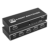 HDMI-Switch 8K Kompatibler Switch 4 Port HDMI 2.1 4-in-1 Ausgang Ultra 48Gbps 8K@60Hz 4K@120Hz Switch Adapter mit Schaltknopf für HDTV Projektor