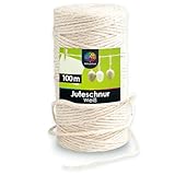 OfficeTree 100m Jutegarn 2mm Weiß - Bastelschnur Weiß - Kordel Weiß - Juteband Weiß für Garten Dekoration oder Basteln - Weiße Kordel - Weisse Schnur als Makramee Garn Weiß 2mm - Jute Twine