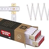 Metrie PERFEKT 10 Zollstock/Zollstöcke - Gliedermaßstab | Maßstab - 2m - Weiß - Duplex Teilung, Hergestellt in der EU - 10 stück