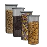 Vorratsdosen mit Deckel luftdicht diverse Sets Küchenorganizer Aufbewahrungsbox BPA frei stapelbare Vorratsbehälter für sämtliche Lebensmittel 'wie Zucker Mehl und Müsli' (4x 1750ml & 1x HLKauf-Block)