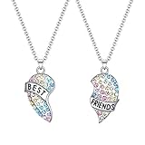 LEDSHLIU Freundschafts-Anhänger-Halsketten-Set, Kette für beste Freunde, 2 Mädchen, Kinder, bunte Diamant-BFF-Halskette, Freundschaftskette, Geburtstagsgeschenk für beste Freunde