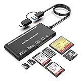 USB C USB3.0 Multi-Kartenleser, SD/TF/CF/Micro SD/XD/MS 7 in 1 Speicherkartenleser/Adapter/Hub für SD SDXC SDHC CF CFI TF Micro SD Micro SDXC Micro SDHC MS MMC UHS-I Karten, für Windows/Mac/Android