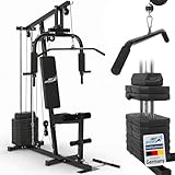 ArtSport Kraftstation ProfiGym 2000 mit Latzug- & Butterflystange, Seilzug & Beinstrecker - 9 Gewichte mit 40kg - Multistation Krafttraining Zuhause