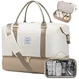 LOVEVOOK Reisetasche Damen Sporttasche mit Schuhfach Weekender Groß Handgepäck Tasche für Flugzeug Ryanair Easyjet Travel Bag Duffle Bag Kliniktasche Geburt Fitnesstasche Krankenhaustasche