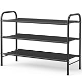 Kitsure Schuhregal Metall - 3-stöckiges, rostbeständiges Schuhregal platzsparend mit tragbaren Griffen, Schuhablage für Kleiderschrank, Eingangsbereich, Schlafzimmer, 68,5 x 28 x 55 cm, Schwarz