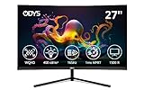 ODYS Q27 PRO 69cm (27') WQHD Curved Office & Gaming Monitor (2.560 x 1.440 Pixel, 400 cd/m², 165 Hz, 1ms Reaktionszeit, 1500R, Free Sync, HDR, Blaulicht Reduktion, HDMI, Display Port, 3,5mm Audio)