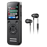 64GB Diktiergerät Digital, Diktiergerät Aufnahmegerä mit Playback, Tragbares USB-C Aufnahmegerät, Digital Voice Recorder, Diktiergerät Mini für Arbeit, Studie, Meetings, Interviews