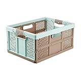 keeeper Stabile Profi-Klappbox mit Soft-Touch Griffen, 48,5 x 35 x 23,5 cm, 32 l, Lea, Blau/Taupe