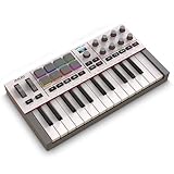 Akai Professional MPK Mini IV USB-C MIDI Keyboard Controller für Anfänger und Produzenten – MPC Drum Pads, Pitch- & Modulationsräder, Lernprogramme, Musikproduktionssoftware mit 1000+ Sounds, Grau