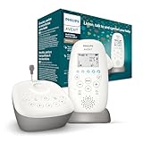 Philips Avent Audio Babyphone, DECT-Technologie, Eco-Mode, Sternenhimmel, Gegensprechfunktion, Schlaf- und Nachtlieder, 18 Std. Laufzeit, maximale Reichweite, weiß (Modell SCD733/26)