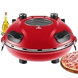 Pizzaofen elektrisch mit 32 cm Pizzastein | 390°C | Pizzabackofen | Pizza-Backstation | Elektrischer Pizzagrill | Pizzabackmaschine | Timer | 5 Stufen | 1200 Watt | Pizza Bräter | Pizzaofenherd