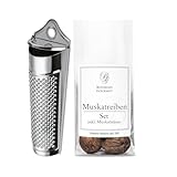 Boomers Gourmet - Muskatreibe mit Behälter und Muskatnüssen I Muskatnuss Reibe mit Aufbewahrung Set - Reibe mit Muskatnüssen 'Grenada's Best' - 1 Stück