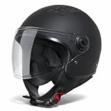 VINZ Como Jethelm mit Visier ECE 22.06 Zertifiziert | Roller Helm Mopedhelm Für Motoroller & Vespa | Herren & Damen | Motorradhelm in XS-XL | Erhältlich in 4 Farben - Matt Schwarz
