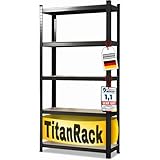 KARAT Schwerlastregale für Garage, Keller, Werkstatt - Steckregal - Weitspannregal - Lagerregal - Kellerregal - Eckregal - Reifenregal - Gitterregal (Schwarz, 30 x 70 x 150 cm)