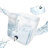 Relaxdays Faltbarer Wasserkanister 4er Set, 20l, Faltkanister mit Hahn, BPA-frei, geschmacksneutral, transparent/schwarz