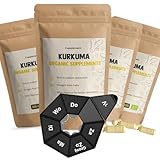 Cupplement - 4 Beutel Kurkuma 100 Kapseln - Kostenlose Pillendose - Mit schwarzem Pfeffer Piperin - Bio - 600 MG Pro Kapsel - Kein Pulver oder Tabletten - Curcumin