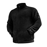 Herren-Teddy-Fleece-Jacke, Mantel, warme Oberteile, Herren, Frühling, Herbst, Winter, Plüschjacke, Einsatztasche, Reißverschluss, einfarbig, warm, lose Fleecejacke für den Alltag, Weihnachtsgeschenke