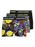 JACK & JONES Herren Jacjames Trunks 3 Pack Noos Boxershorts, Black/Detail:black - Blazing Yellow, M EU