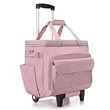 Luxja Rollende Lehrertasche mit Laptopfach und abnehmbarem Dolly, multifunktionale Rollaktentasche mit Akkordeon-Aktenbereich (zum Patent angemeldet), rose