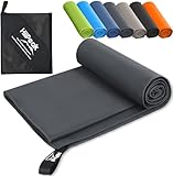 HiiPeak Mikrofaser Handtuch (180 cm x 90 cm) kompakt und leicht microfaser handtücher Fitness Handtuch Schnelltrocknend saugfähiges Sporthandtuch Fitnessstudio Schwimm und Gym Handtuch (Dunkelgrau)