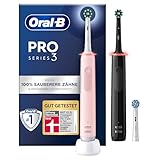 Oral-B Pro 3 3900 Elektrische Zahnbürste/Electric Toothbrush, Doppelpack & 3 Aufsteckbürsten, 3 Putzmodi, 360° Andruckkontrolle für Zahnpflege, Designed by Braun, Geschenk Mann/Frau, Black/Pink