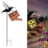 Zuasdvnk Garten Solarleuchten - Kolibri Gießkanne Laterne Für Außenbereich - Wetterfeste Solarlampe Für Garten Hof Terrasse Hinterhof Rasen Landschaftsbau