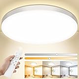 Deckenlampe LED Deckenleuchte Flach Dimmbar mit Fernbedienung, 3000K~6500K, 24W, 2000LM, IP44 Wasserfest Deckenleuchten Rund, Küchenlampe LED Lampen Decke für Schlafzimmer/Wohnzimmer/Bad/Balkon Ø28cm