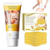 Cellulite Creme mit Körperpflegepflaster,Körperstraffende Figurcreme für Bauch,Fettverbrennungscreme, Strafft die Haut, Feuchtigkeit,Für Damen & Herren