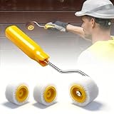 Mini Farbroller Set, 1 Griff + 3 Rollenbürsten 2cm Malerrolle Klein Wolle Farbroller Pinsel Mikrofaser Lackierwalze für Malerset Streichen Malerbedarf Malerwalzen