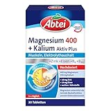 Abtei Magnesium 400 + Kalium Aktiv Plus - hochdosiert, für aktive Muskeln und den Elektrolythaushalt - mit Depot-Effekt - vegan - 30 Tabletten