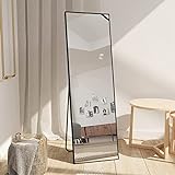 Koonmi 144×45cm Standspiegel, Groß Ganzkörperspiegel mit Aluminiumrahmen für Schlaf-, Wohn- und Badezimmer Spiegel, Schwarz