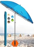 4smile Sonnenschirm Strand SunnyJoy, Blau - UPF 50+...